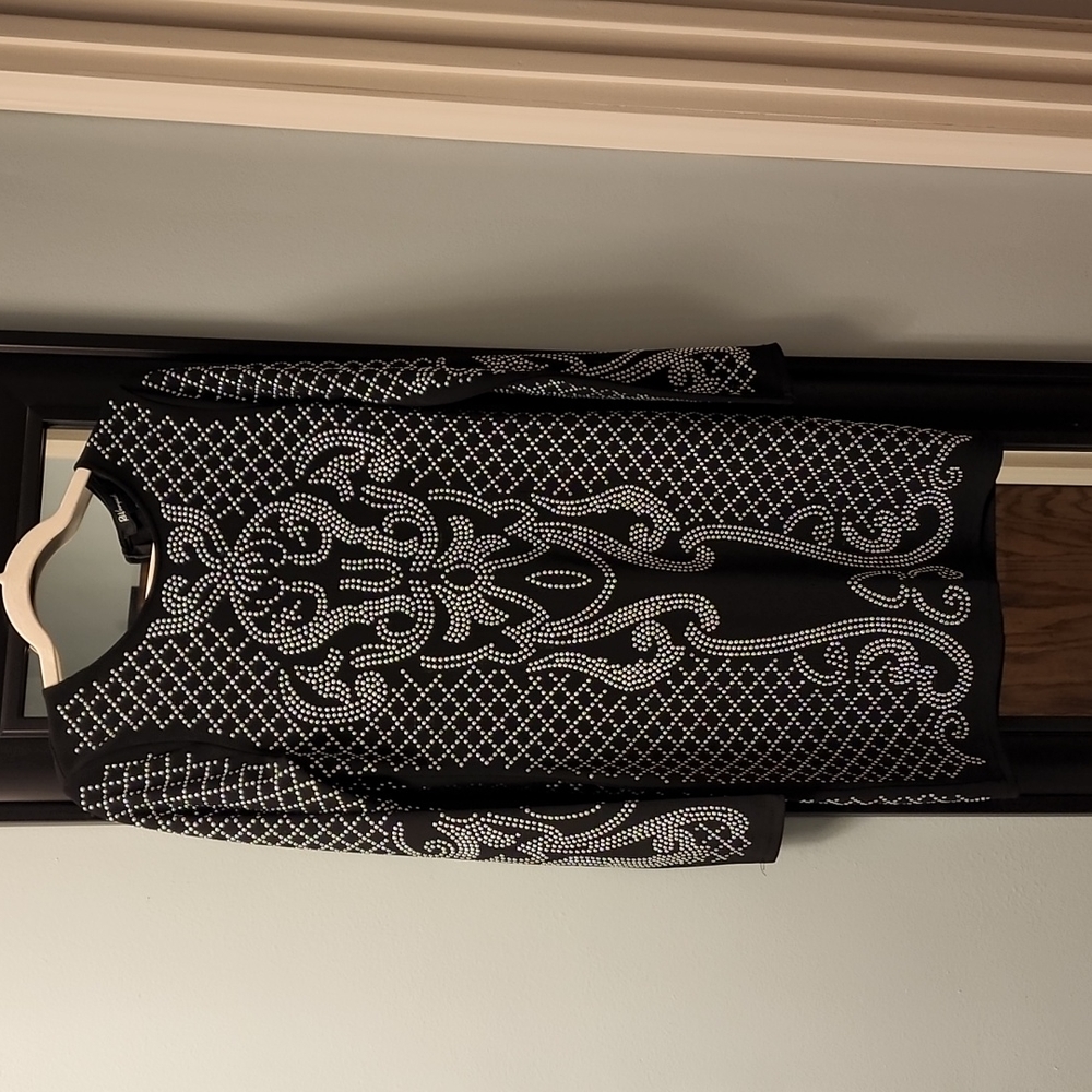 Revamped bodycon dress size large black with silver embellishments